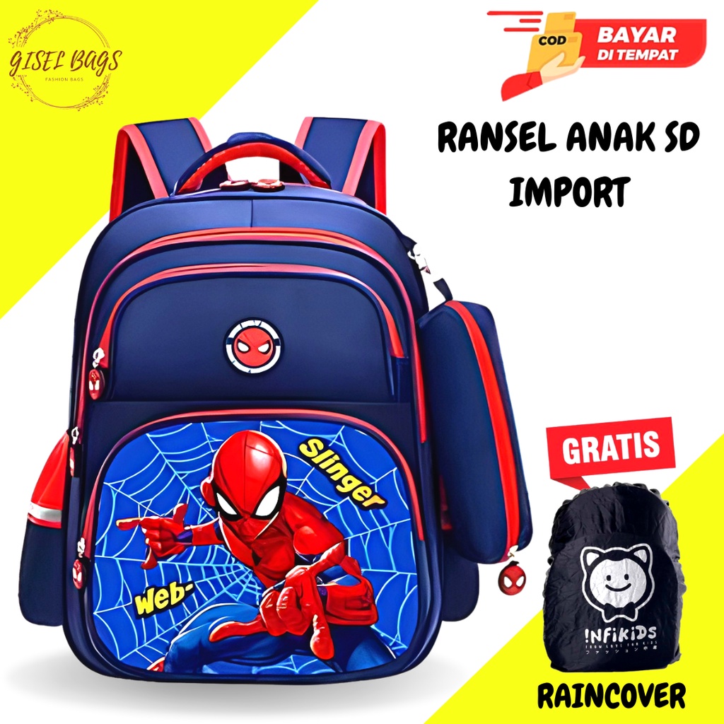 Tas sekolah anak laki laki sd terbaru import gambar karakter superhero gratis kotak pensil anti air