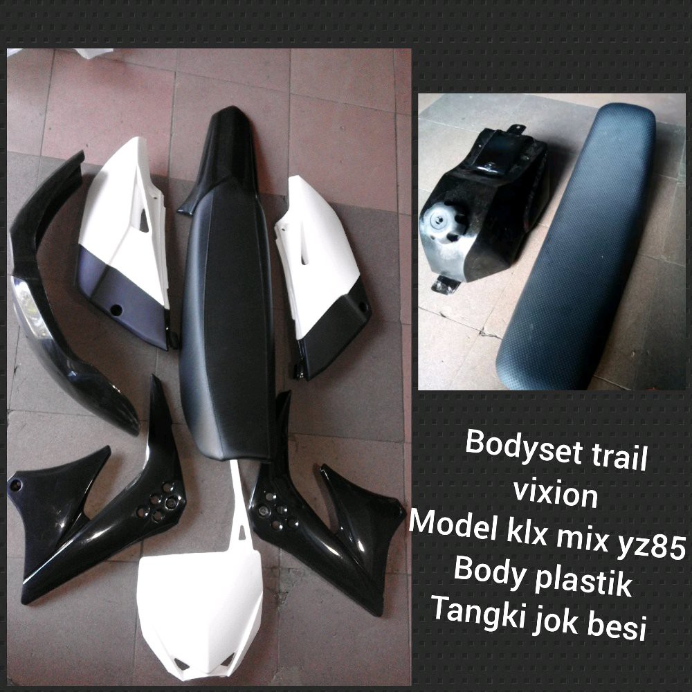body trail vixion model mix klx dan yz85 body plastik tangki jok besi vixion injeksi atau karbu