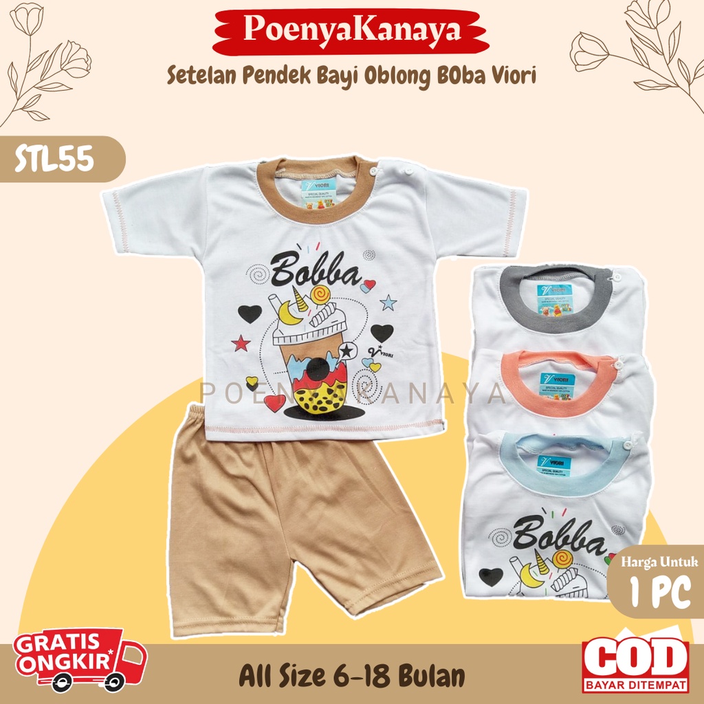 Setelan Baju Bayi Piyama Pendek BOBA Viori Size 6-18 Bulan STL55