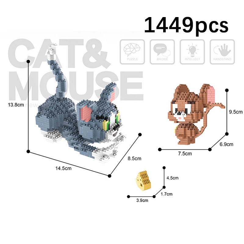 (COD) Mainan Balok Tom&amp;Jerry Mainan Anak Perempuan Mainan Edukasi DIY 3D Puzzle Bricks