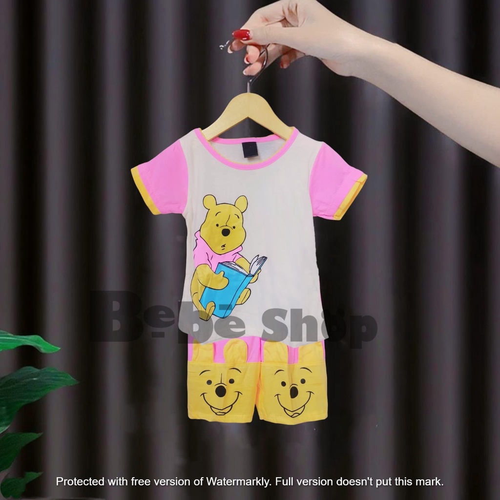 Seteln Baju Anak Perempuan Karakter Wanne the pooh usia 1 sampai 7 tahun