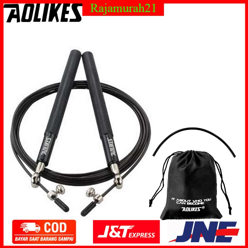 AOLIKES Tali Skipping Jump Rope Steel Wire Bearing - 3202 - Black