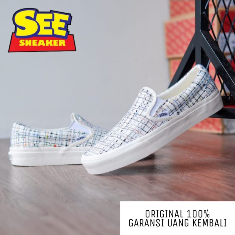 Vans Slip On Classic Woven Plaid White Original