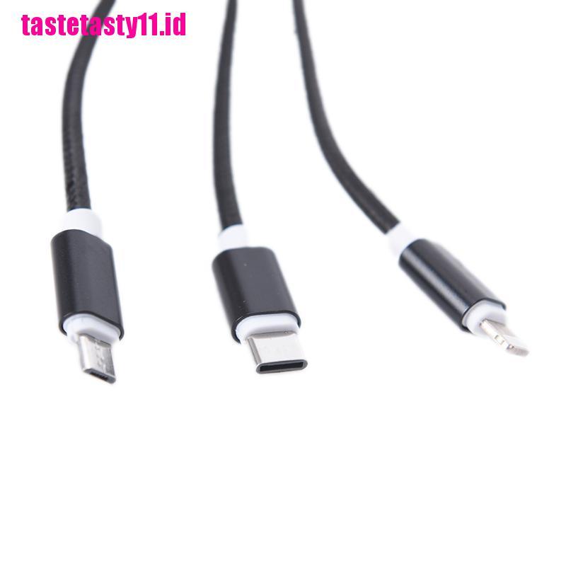 3 in 1 Kabel Data Charger Micro USB Tipe C Untuk iPhone