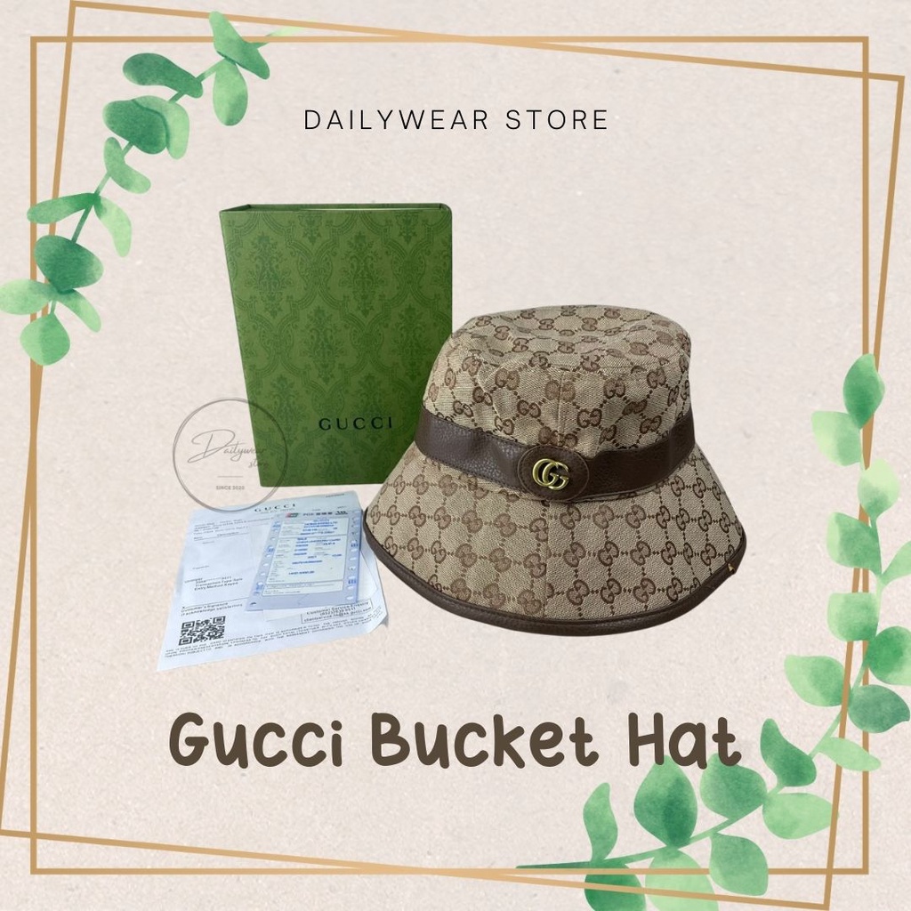 Gucci Bucket Hat / Topi Pria Wanita / Original 100% / Canvas / Murah / Gratis Ongkir