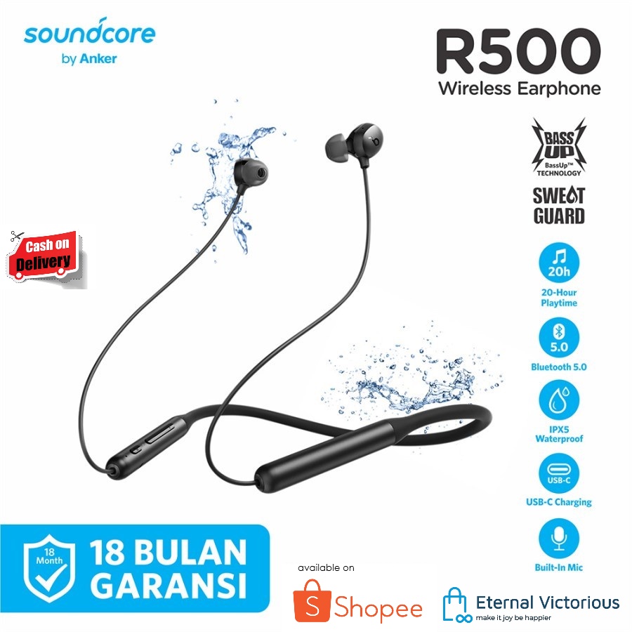 ANKER Earphone Bluetooth Soundcore R500 Wireless Sport Headset - A3213