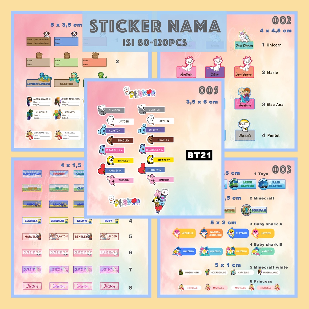 

Sticker Nama label buku botol