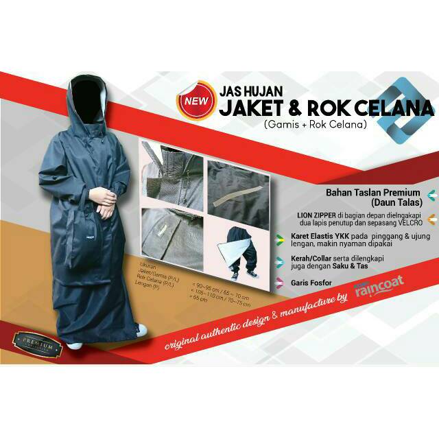 Jas Hujan Muslimah Syari Rok Celana Azzam Raincoat Jas Hujan Wanita