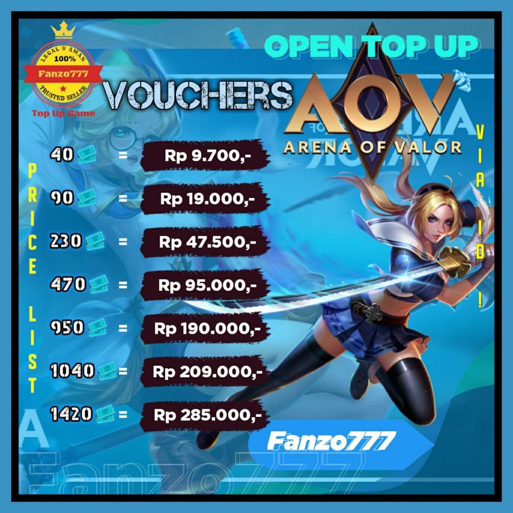 Legal Voucher Arena Of Valor Aov Termuraahh Shopee Indonesia