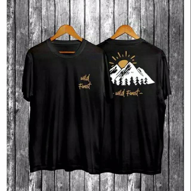 Fourfashion Kaos Pria Kaos Distro WILD FOREST Black CN695