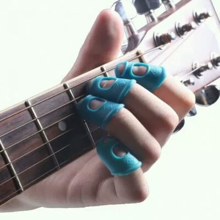 Pelindung jari silikon bermain gitar Silicone Finger Pick 4Pcs