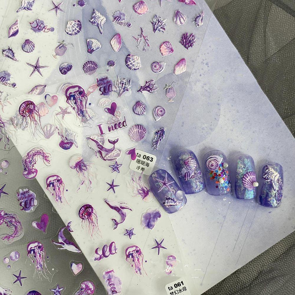 Needway   Stiker Nail Art Musim Panas Korea Shell Aplikasi Spray Manicure Aksesoris