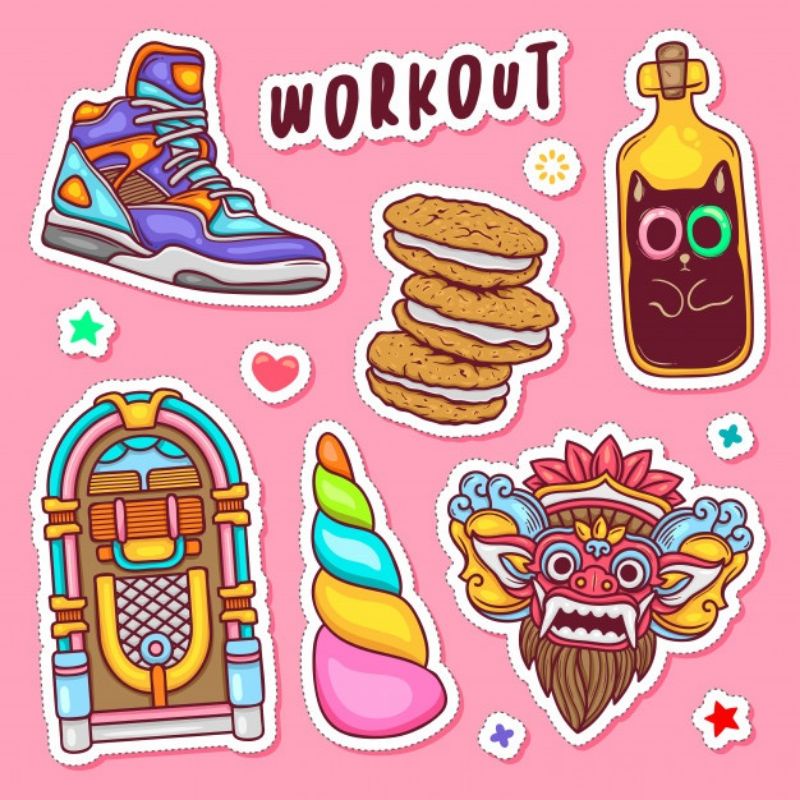 

(7x7cm) workout lucu cute sticker stiker estetik (BACA DESKRIPSI !!)