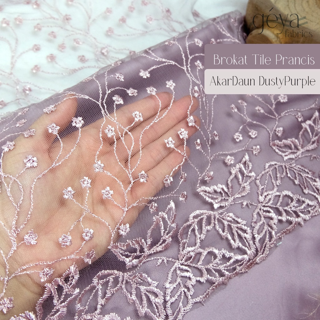 1/2 meter Kain Brokat Tile Prancis Bahan Kebaya Motif Akar