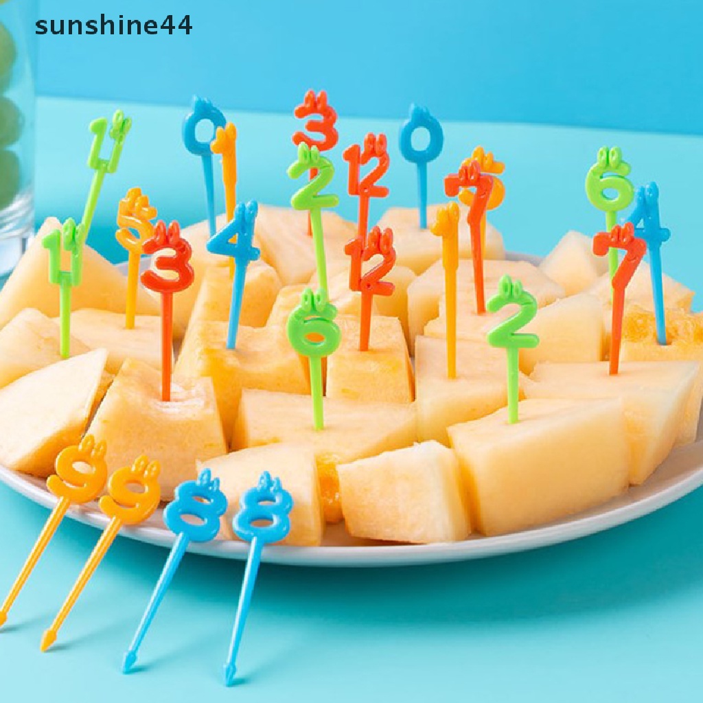 Sunshine set Garpu Buah Desain Kartun Binatang Lucu Bahan Plastik Untuk Anak