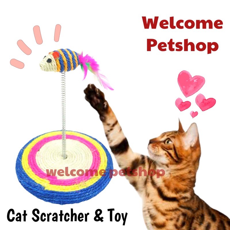 Round Scratcher &amp; Mice Toy / Mainan Kucing / Mainan Garukan Kucing / Cat Toy