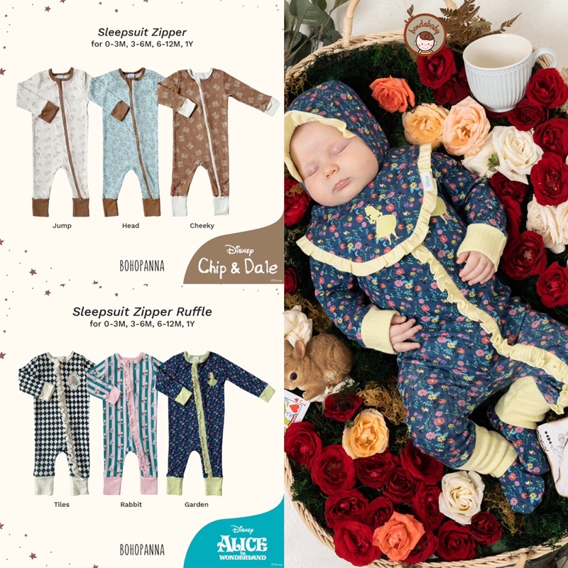Bohopanna Disney Sleepsuit Zipper 0-1y / Sleepsuit Bayi Disney