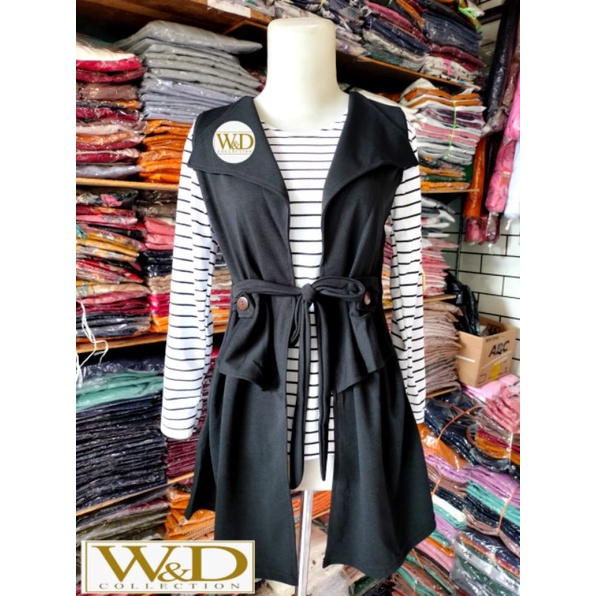 Blouse Baju Atasan Wanita Murah Cardigan kombinasi Salur Model Korean Style 2 lapis