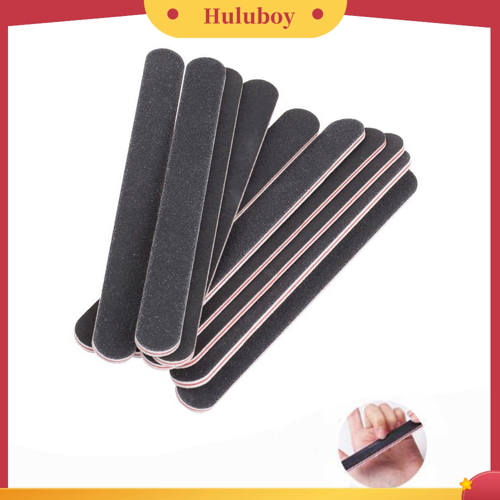 Huluboy Huluboy♡ 10pcs Kikir Kuku Bulat 100 / 180 Grit Untuk Manicure