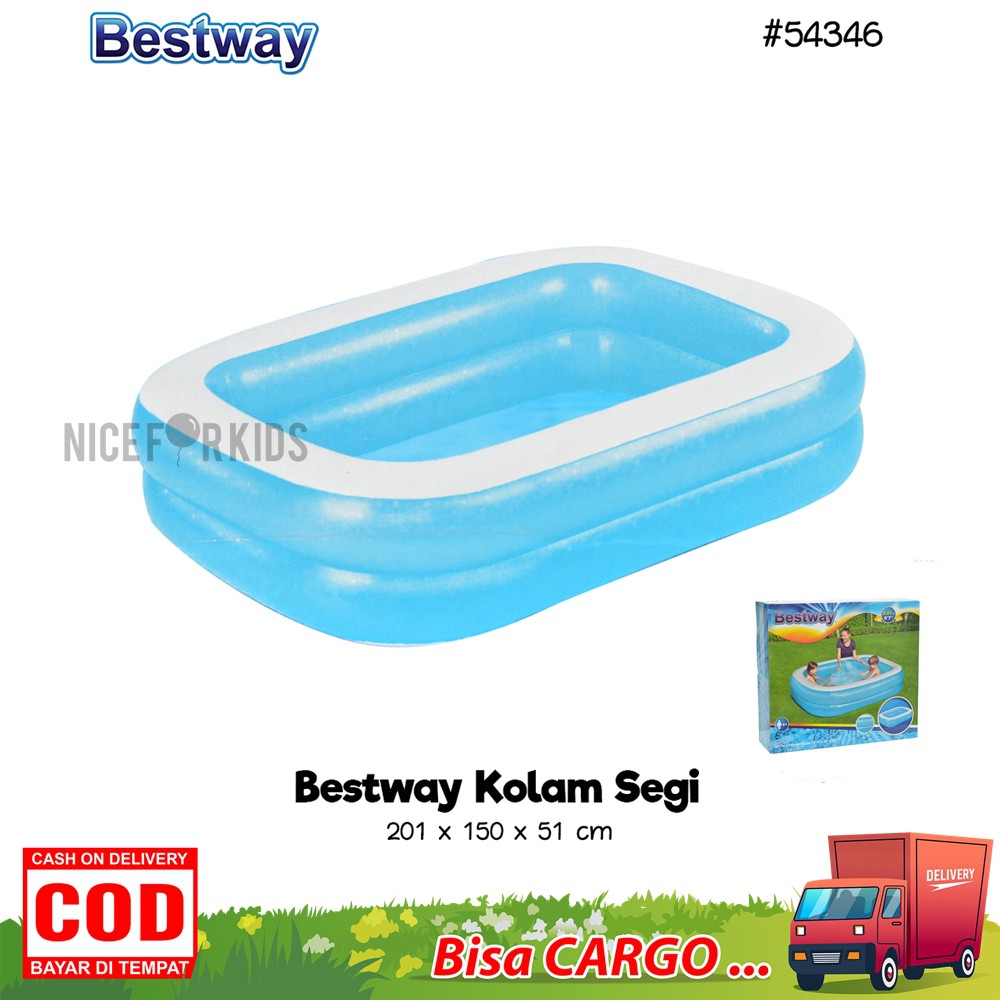 Bestway Kolam Segi / Kolam Main Anak / Kolam Renang Anak Ukuran 201X150X51 CM