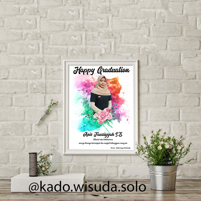 Bingkai + Cetak Foto FRAME KACA + CETAK + DESIGN splash color art foto hadiah kado custom murah