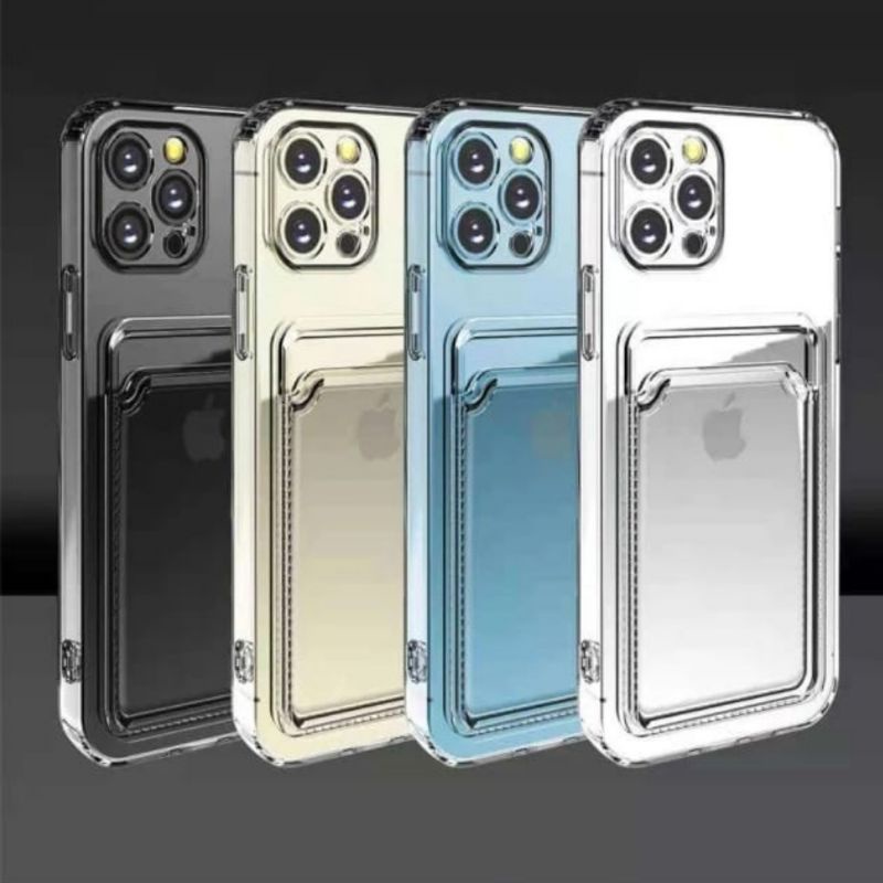 Softcase iPhone X Xs XR Xs Max Cover Clear Slot Card Tempat Kartu Soft Case Bening