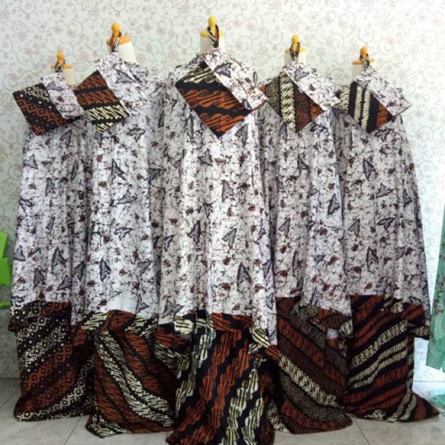 MUKENA BATIK CAP PUTIH KEMBANG DAYN SOGAN PARANG JUMBO DEWASA PREMIUM TDK TRANSPARAN SOLO PRODUKSI