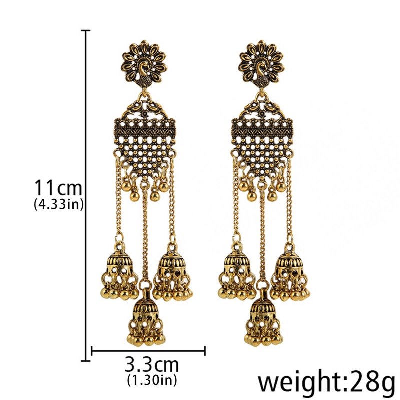 Anting Liontin Mutiara Bentuk Sangkar Burung Warna Emas Gaya Etnik Bohemian Indian Jhumka Jhumki Vintage