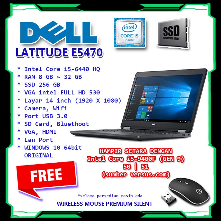 LAPTOP INTEL CORE i7-6440HQ RAM 16 GB SSD 512 GB DELL LATITUDE E5470