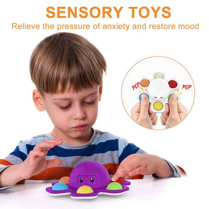 【Ready Stock】Octopus Pop It Gyro Fingertip Push Bubble Toys Stress Reliever Sensory Fidget Silicone toys