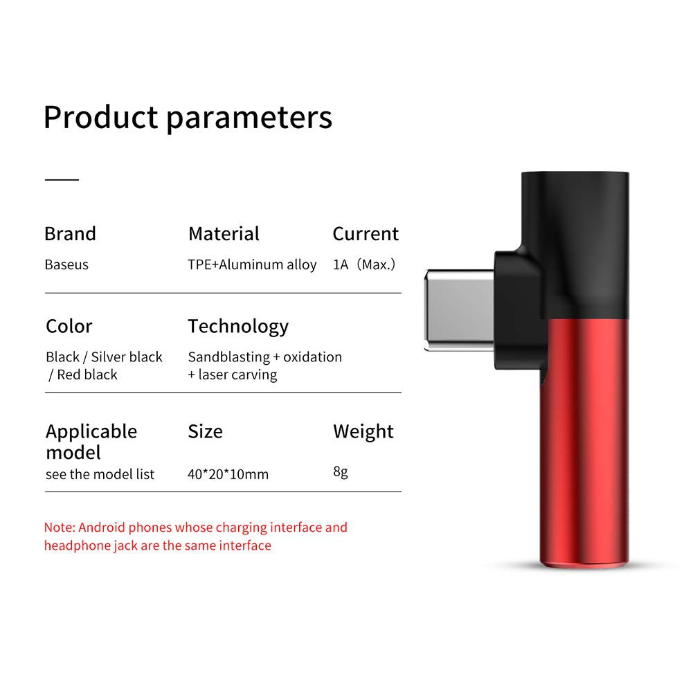 Baseus L41 Audio Converter Handsfree Type C to Jack 3.5mm + Charging