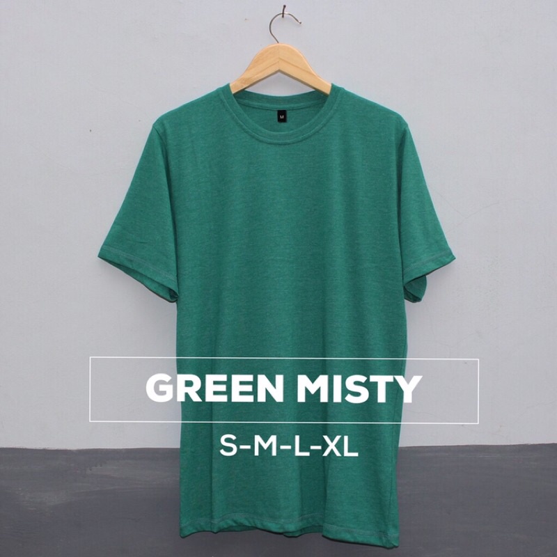 Kaos Polos Hijau Misty / Green Misty. Soft Cotton combed 30s Unisex