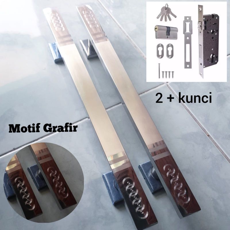 Handle pintu 1 set kunci rumah 33cm 45cm stainless grafir