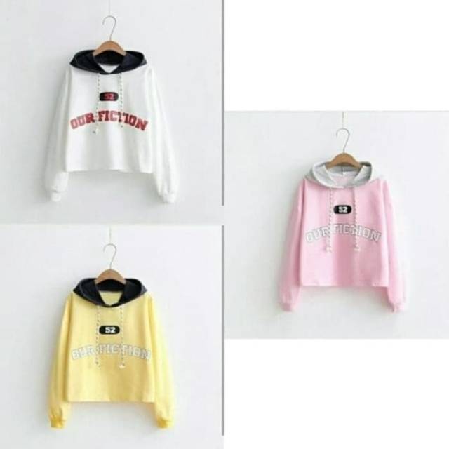 Fourfashion SWEATER CROP OUR FICTION HOODIE CASUAL