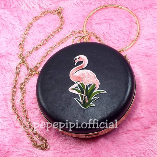 Flamingo Ring and Sling Bag Tas Selempang Wanita Flaminggo Tas Jalan Pesta Pouch Purse