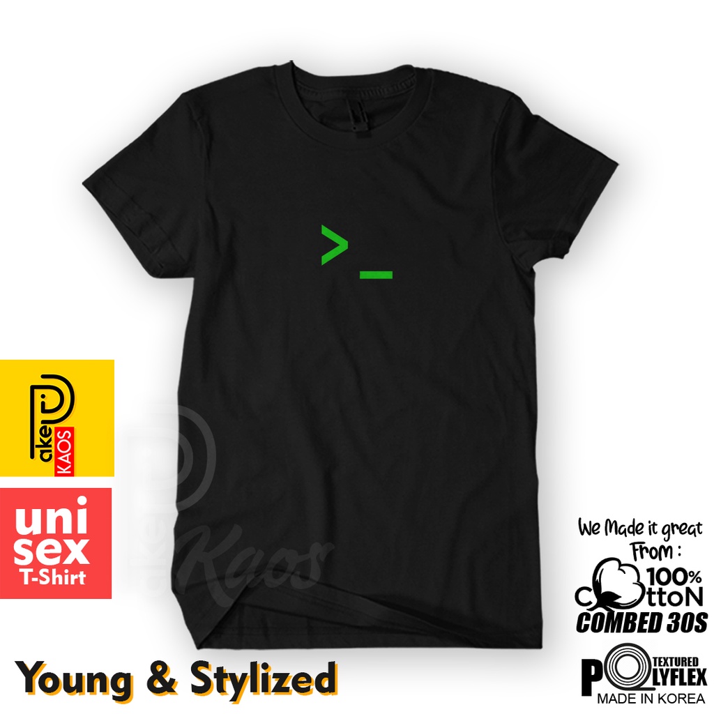 Kaos Pria TERMINAL LOGO Hacking Coding Dewasa Baju Atasan Unisex PakeKaos