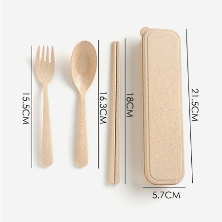[NEW] MTOYS Sendok Garpu Sumpit Set kotak makan set Bahan Jerami Alat Makan Plastik Travel Sekolah Kantor A17