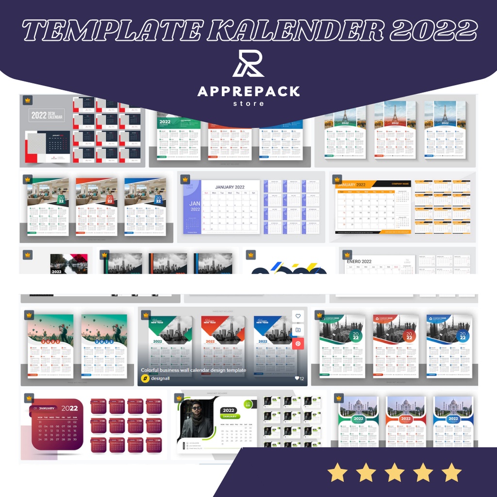 

300+ Template Premium Kalender 2022 Format CDR + Bonus