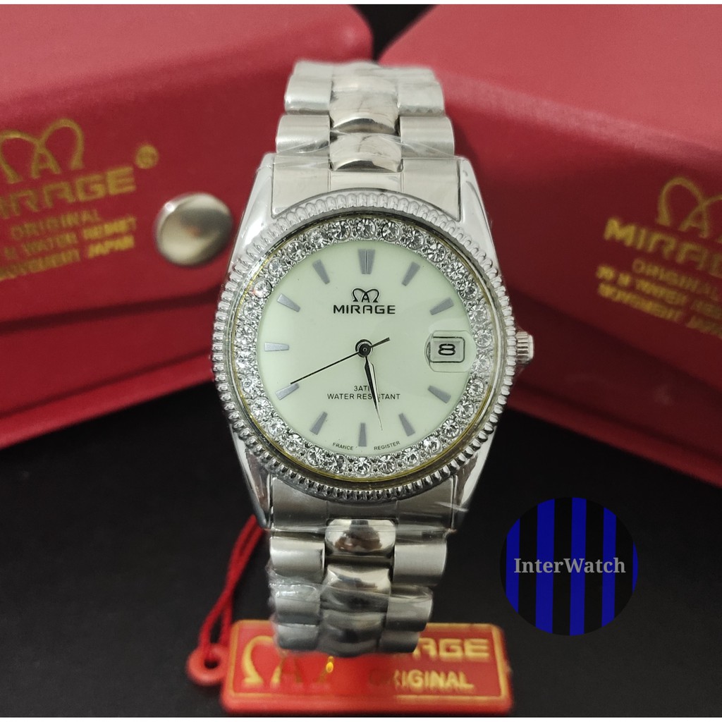 Jam tangan Mirage.Pria.& wanita original RX 1579-Rantai.Stanless-Steel.Water.Resistant,3Atm.Unisex