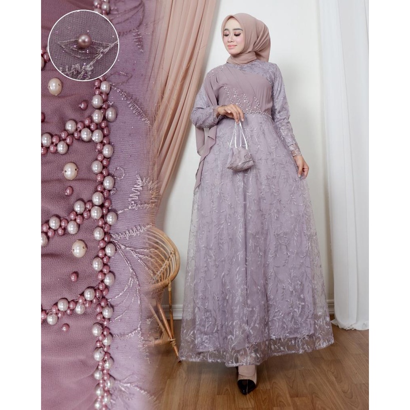 Permata Olshop / Gamis Flora / Gamis Muslimah Pesta Mewah / Kebaya Gamis Modern / Gamis Lebaran