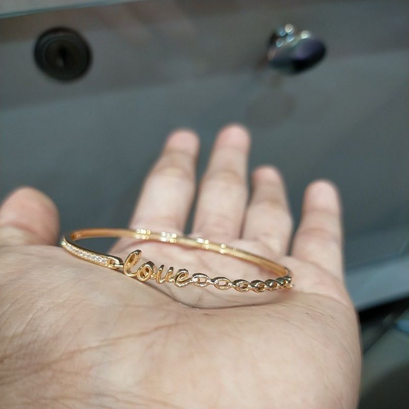 gelang kroncong love, emas 375