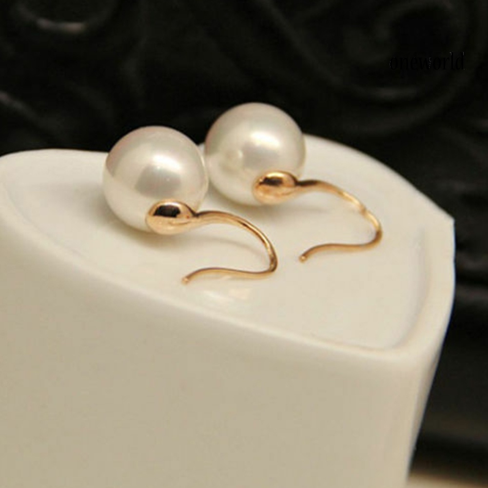 OW# Fashion Women Faux Pearl Mini Ear Hooks Earrings Party Statement Jewelry Gift