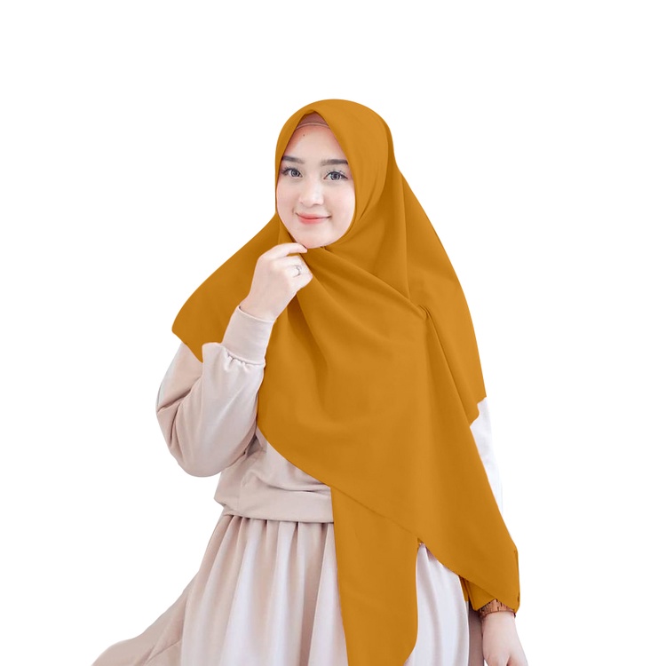 Jilbab Diamond Syari 130x130 Kerudung Segi Empat Hijab Jumbo Grade A Premium-MUSTARD