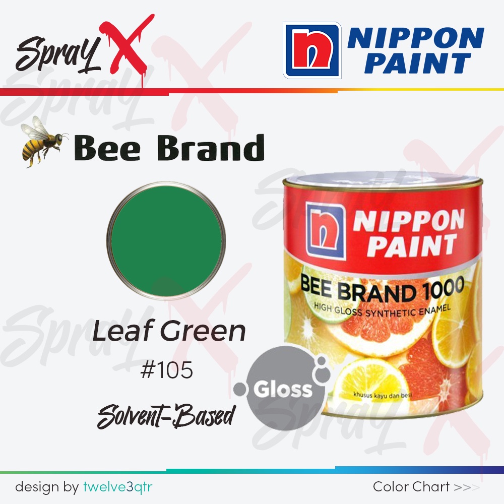 BEE BRAND 1000 LEAF GREEN 105 / HIJAU DAUN #105 0.9 LITER - CAT MINYAK NIPPON PAINT