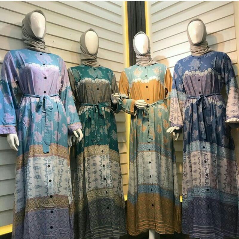 maxi dress rayon , gamis rayon premium , gamis motif terlaris