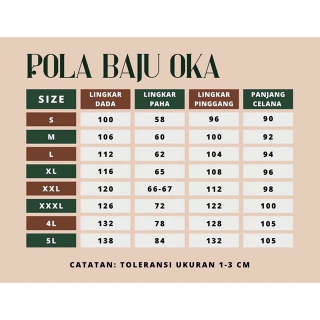 SATU SET “LENGAN PANJANG DAN PENDEK” Size 6L  TERMURAH BAJU OKA/BAJU JAGA