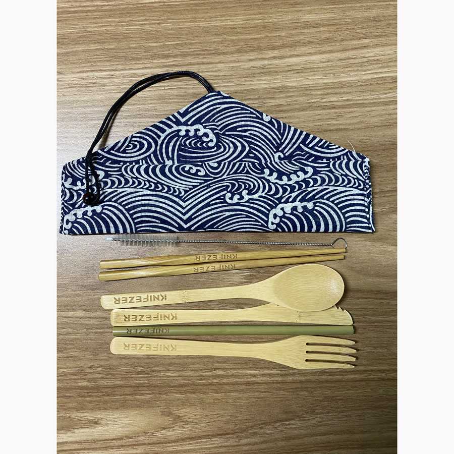 KNIFEZER Cutlery Set Perlengkapan Makan Japanese Style Bamboo EA02510