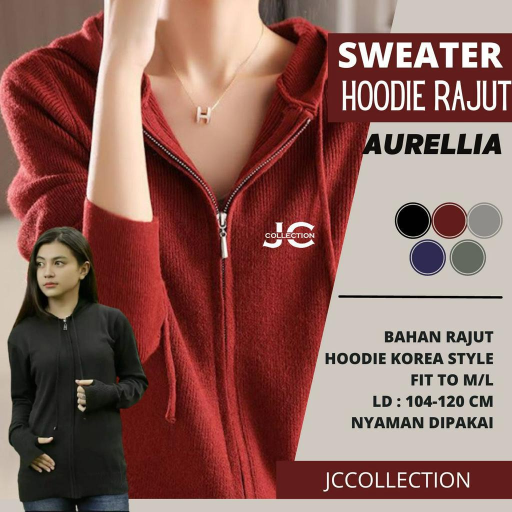 Jaket Hoodie Rajut Roundhand Aurell Ariiel Sweater Jempol polos- JCCollections