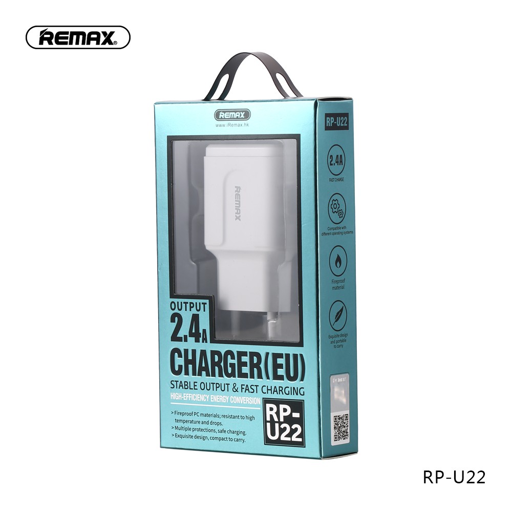 Remax Charger 2 Port 2.4A - RP-U22 Original Garansi