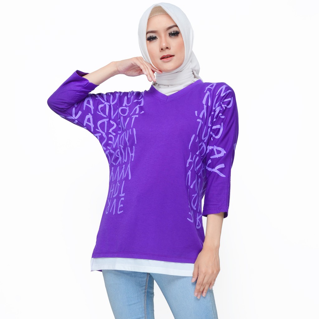 Blus Lengan Panjang Wanita Muslim Gaya korea Printing - XSHOP Cloudy